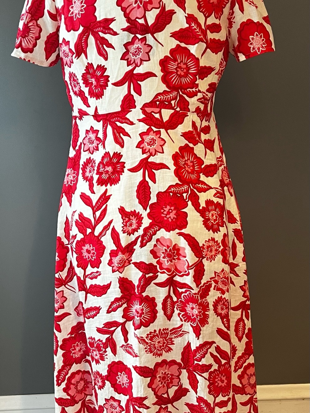 Boden Red and White Floral Midi Dress - Picture 4 of 6